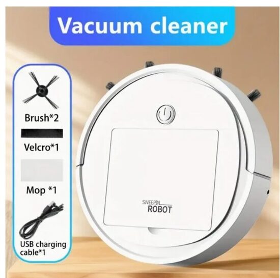 ulkių siurblys-robotas  Robotas dulkių siurblys USB Smart 3 viename Siurbimo šlavimo šluostymo funkcija Automatinis dulkių siurblys mažiems butams baltas, Be plovimo funkcijos, Rankinis išvalymas, Be plovimo funkcijos, Rankinis išvalymas